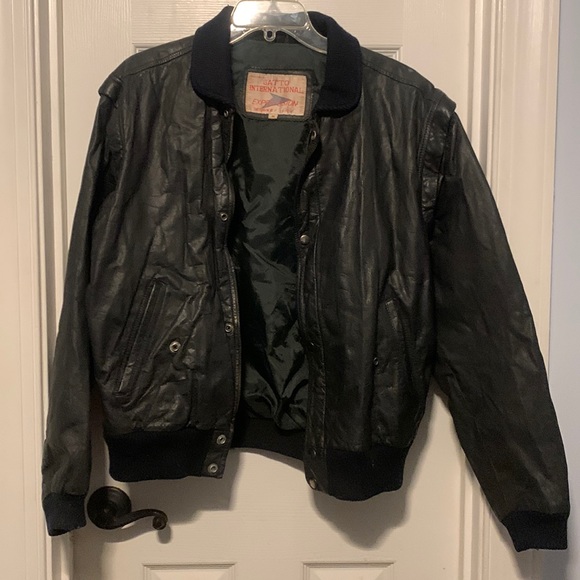 Vintage Hard Rock Cafe Leather Bomber Jacket w/Removable Sleeves*Rockin' Classic - Picture 2 of 5